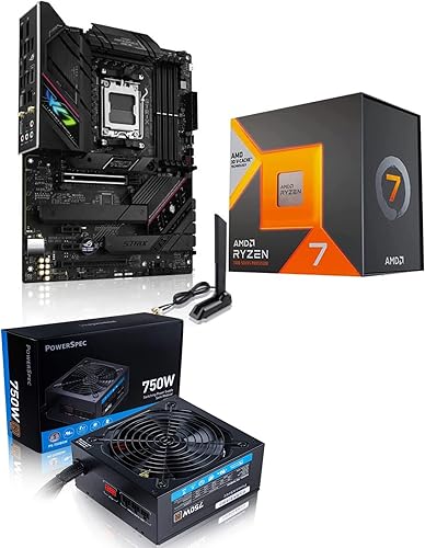 Micro Center AMD Ryzen 7 7800X 3D Desktop Processor Bundle with ASUS ROG Strix B650E-F Gaming WiFi AM5 Ryzen 7000 Motherboard and PowerSpec 750W
