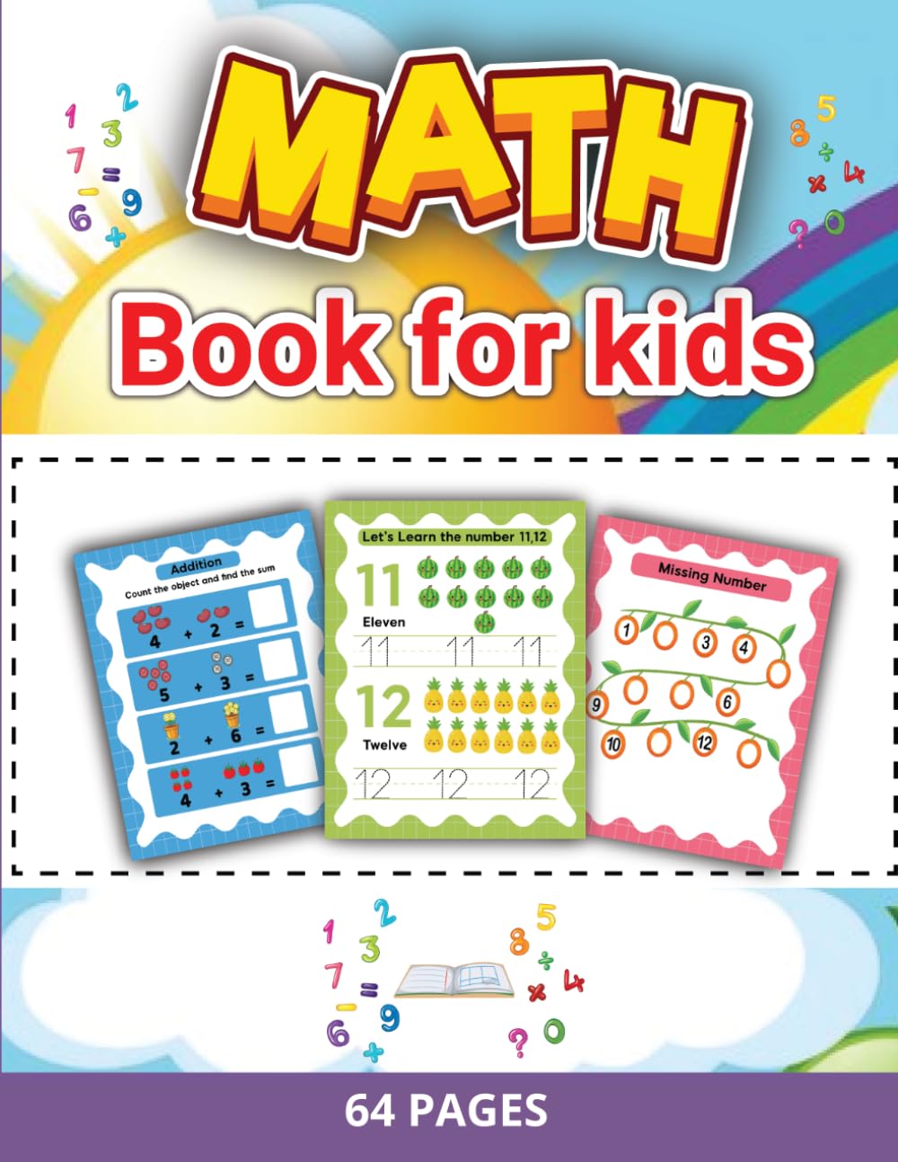 Number Math Activity Book for Kids: 64 Pages of Fun Counting, Tracing, Addition & Subtraction Activities
