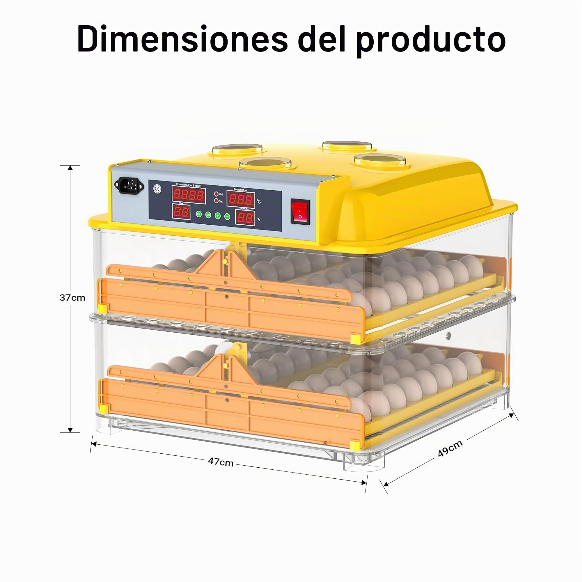 Incubadora automática capacidad para 96 huevos de gallina, aves de corral, pato, codorniz, reptil