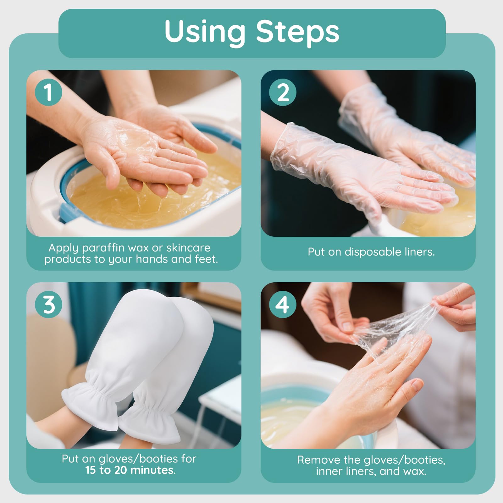 Chaussons de bain en cire de paraffine blanche, ouverture élastique Segbeauty à double éponge pour thermothérapie, sacs pour les mains et les pieds pour le traitement thermique, machine à cire