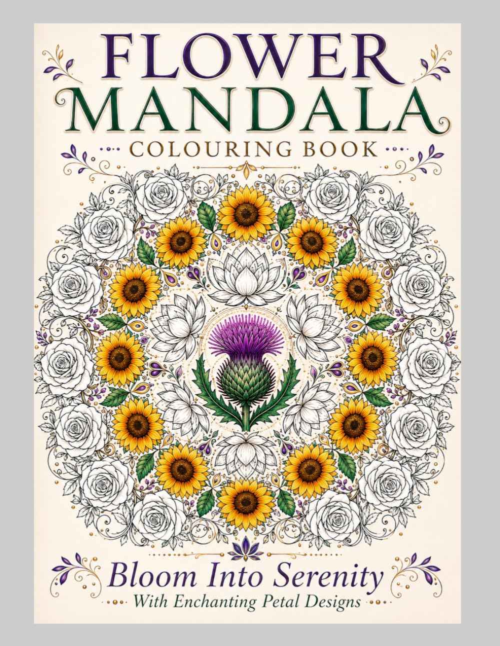 FLOWER MANDALA COLOURING BOOK: Bloom Into Serenity With Enchanting Petal Designs