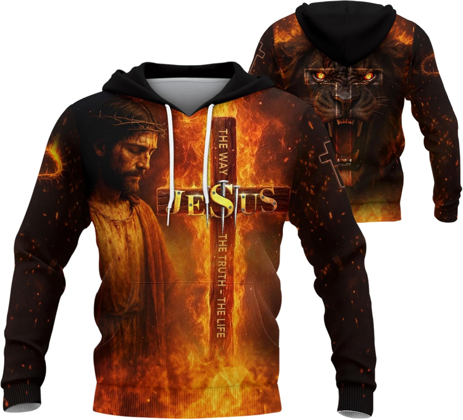 Jesus The Way The Truth The Life Hoodie, Cross Hoodie, Christian Hoodies For Men, Bible Verse Hoodies