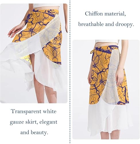 Miniatura 3 de Womens Long Sarong Beach Wrap Skirt Cover Up Chiffon Swimsuit Abstract Geometric Figure Sexy Bikini Pareo Swimwear Coverups