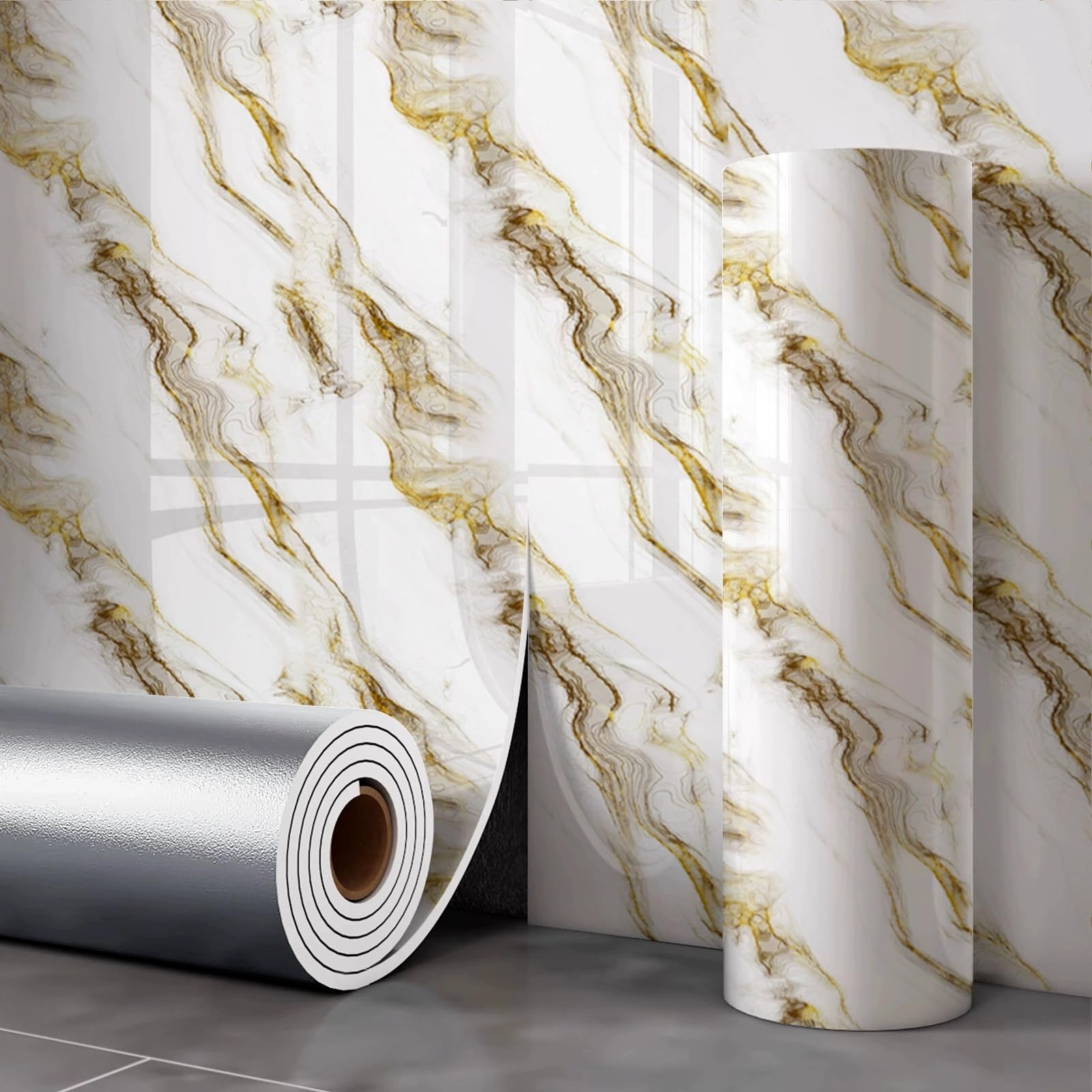 Zynqra Peel and Stick Wallpaper,Removable,Self Adhesive Marble Contact Paper,for Cabinet Bedroom Bathroom,Kitchen Cabinets,Renter Friendly(B)