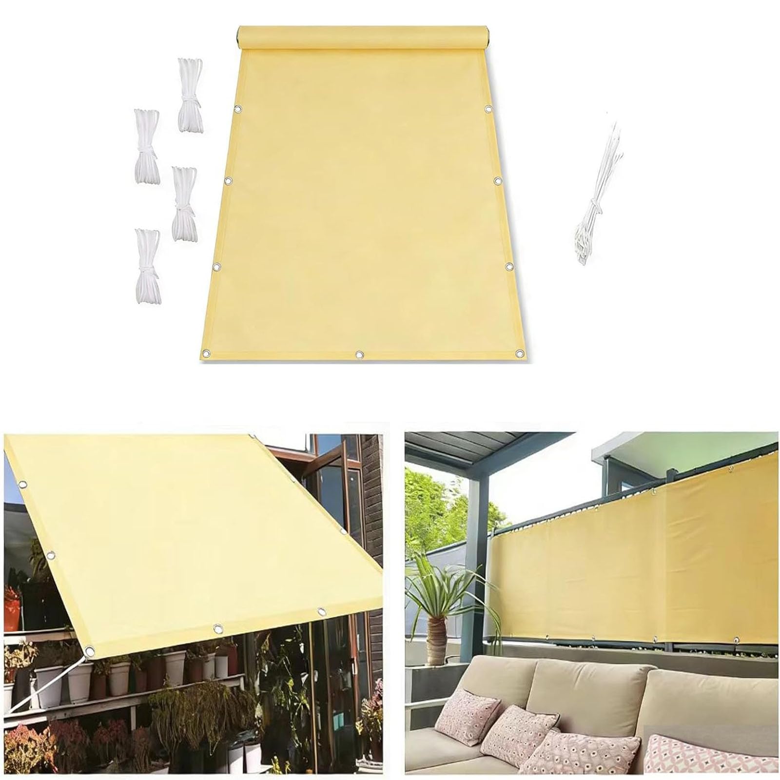 2.5x6.5m Sun Shade Sail Waterproof, Rectangle Sunscreen Awning Canopy, 95% UV Block Sail Shades with Free Rope, Garden Shelter for Outdoor Garden Patio Yard Lawn, Yellow