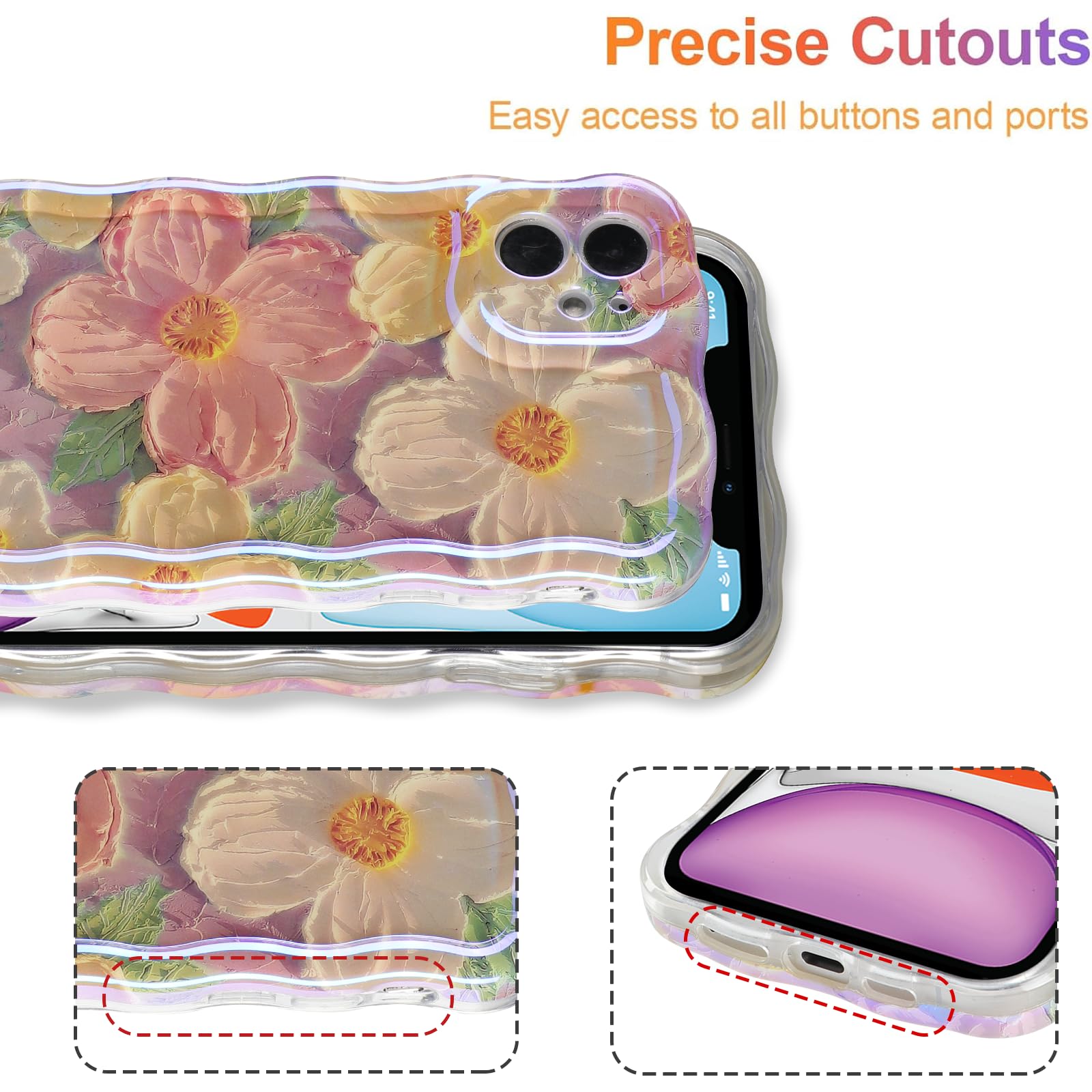 ZhuoFan 2 Custodie Per IPhone 12 Pro Fiori Vintage Con Glitter - Morbida TPU Antiurto