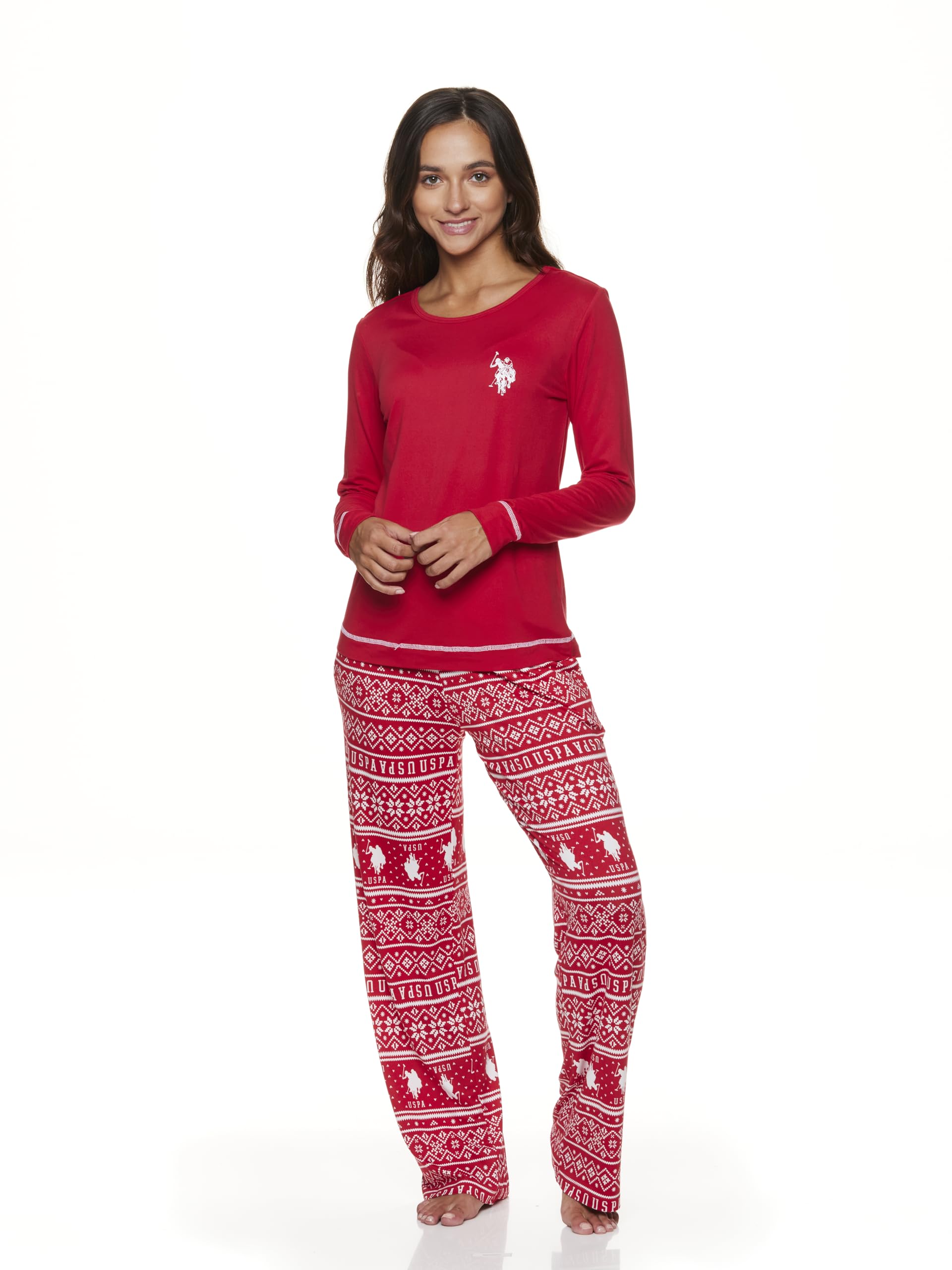 U.S. Polo Assn. 2-Piece Pajamas for Women Set, Long Sleeve PJ Sets for Women, Ladies Sleepwear, Mom Gifts