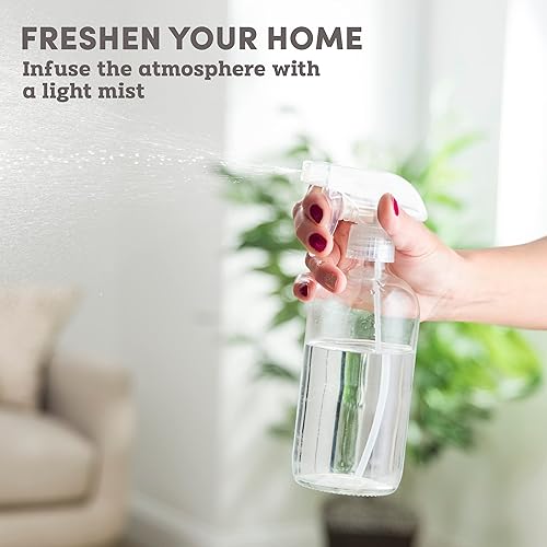 Miniatura 8 de Botellas rociadoras de vidrio cobalto transparente, 16 onzas (paquete de 2) contenedor de rociador de vidrio recargable con rociador de gatillo