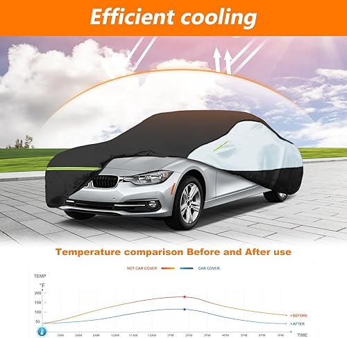 Miniatura 5 de Funda completa para automóvil sedán para todo tipo de clima, impermeable, resistente al viento, compatible con Mercedes-Benz Clase C, BMW-3