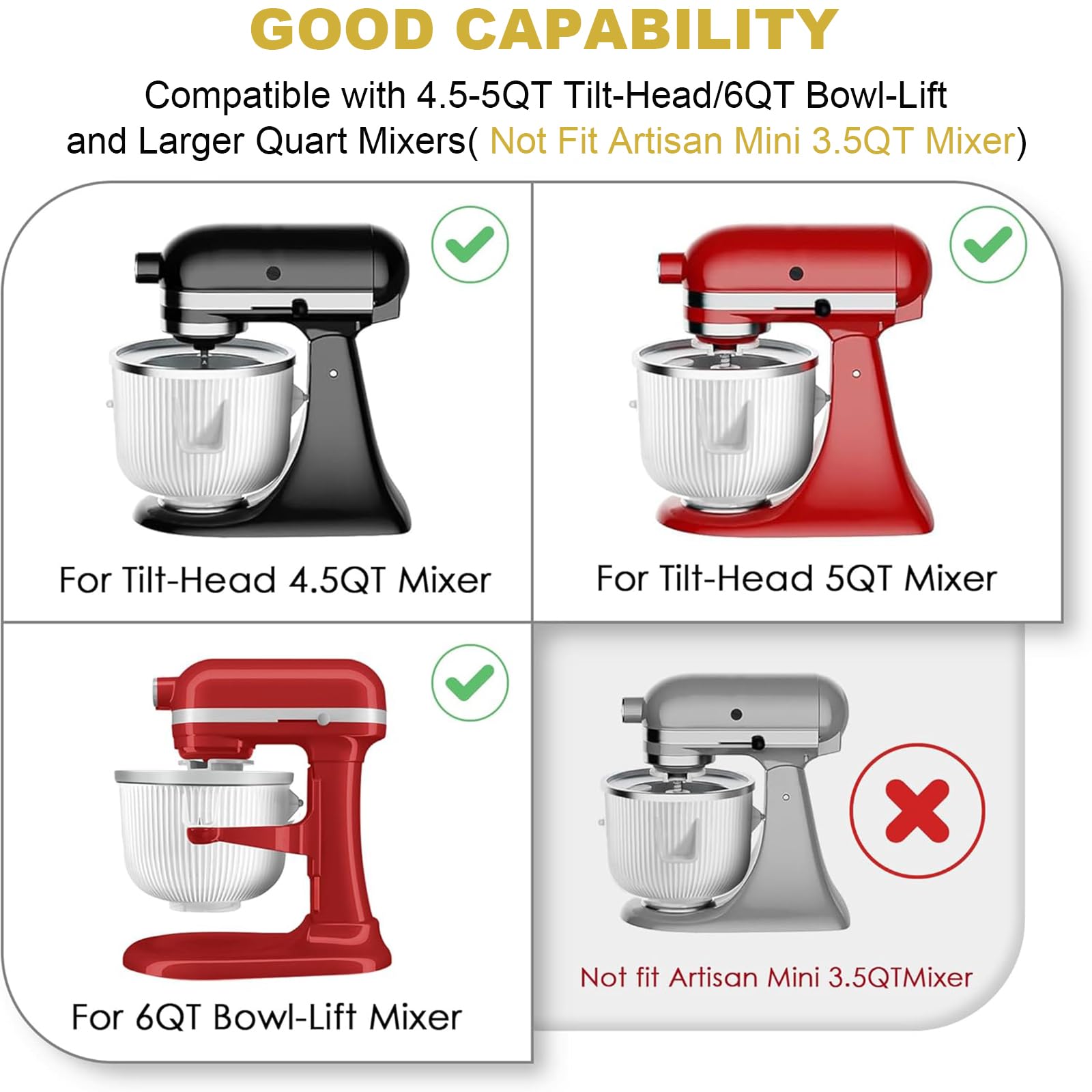 Acessório de máquina de sorvete para KitchenAid, serve para