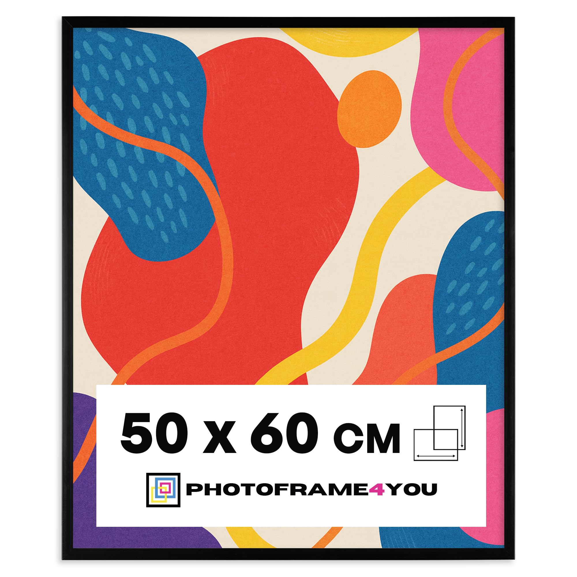 Photoframe4you - Black Photo Frame 50x60 cm / 19,7x23,6 in. - Shatterproof Acrylic Glass - Durable Plastic Wall Hanging for Pictures, Posters, Art Prints, Certificates & More - Nancy