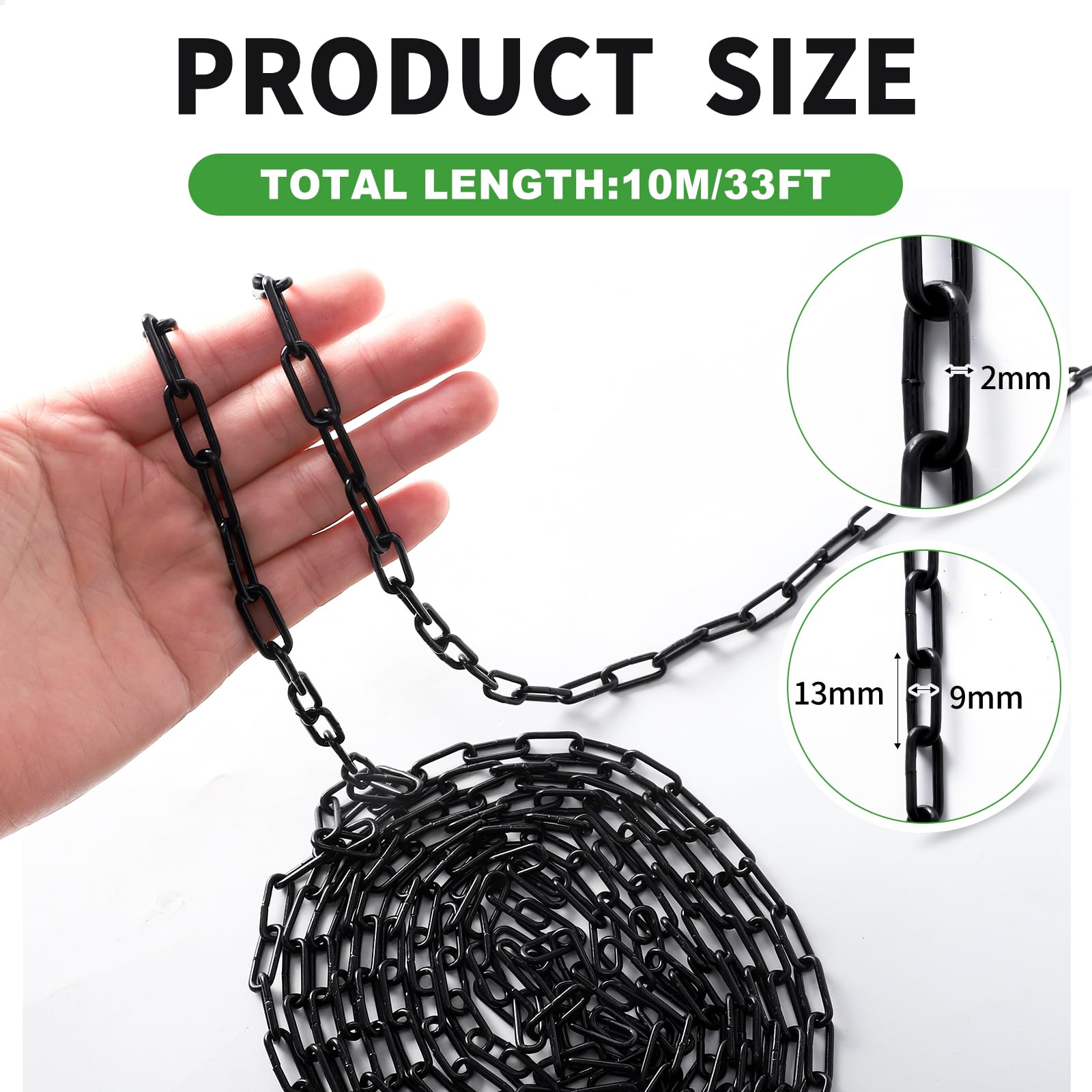 33 Ft 1/12" Black Chain for Hanging Metal Chains Fixture Decorative Chain — Amazon image 2