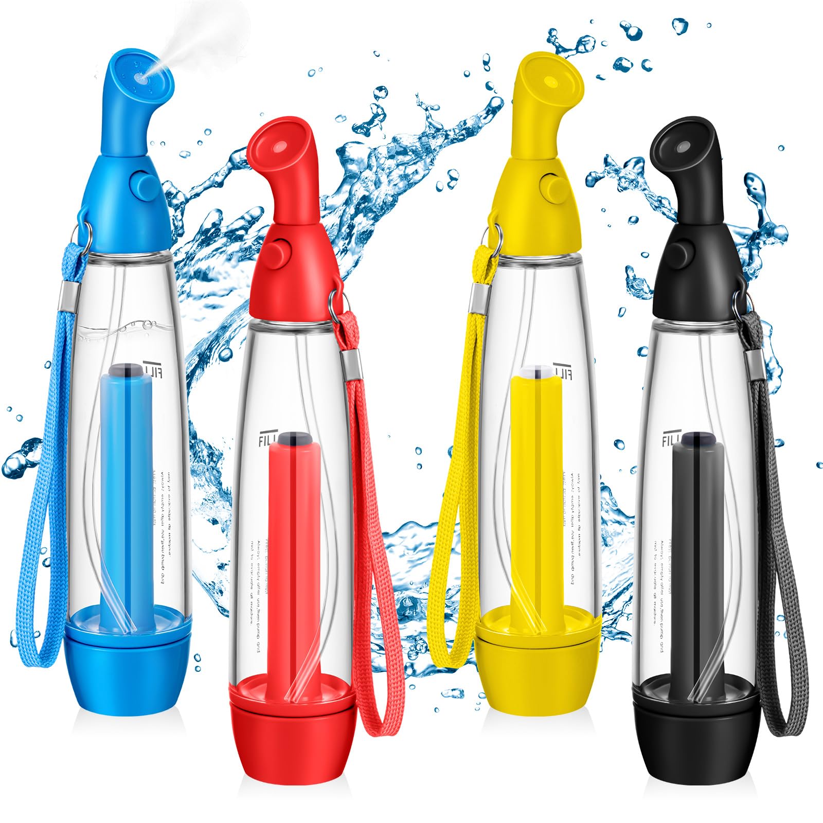 Singhoow 4 Pcs Summer Mister Spray Bottle Set Pump Mister Personal Cooling Device Empty Plastic Spray Bottles Water Refillable Portable Misting