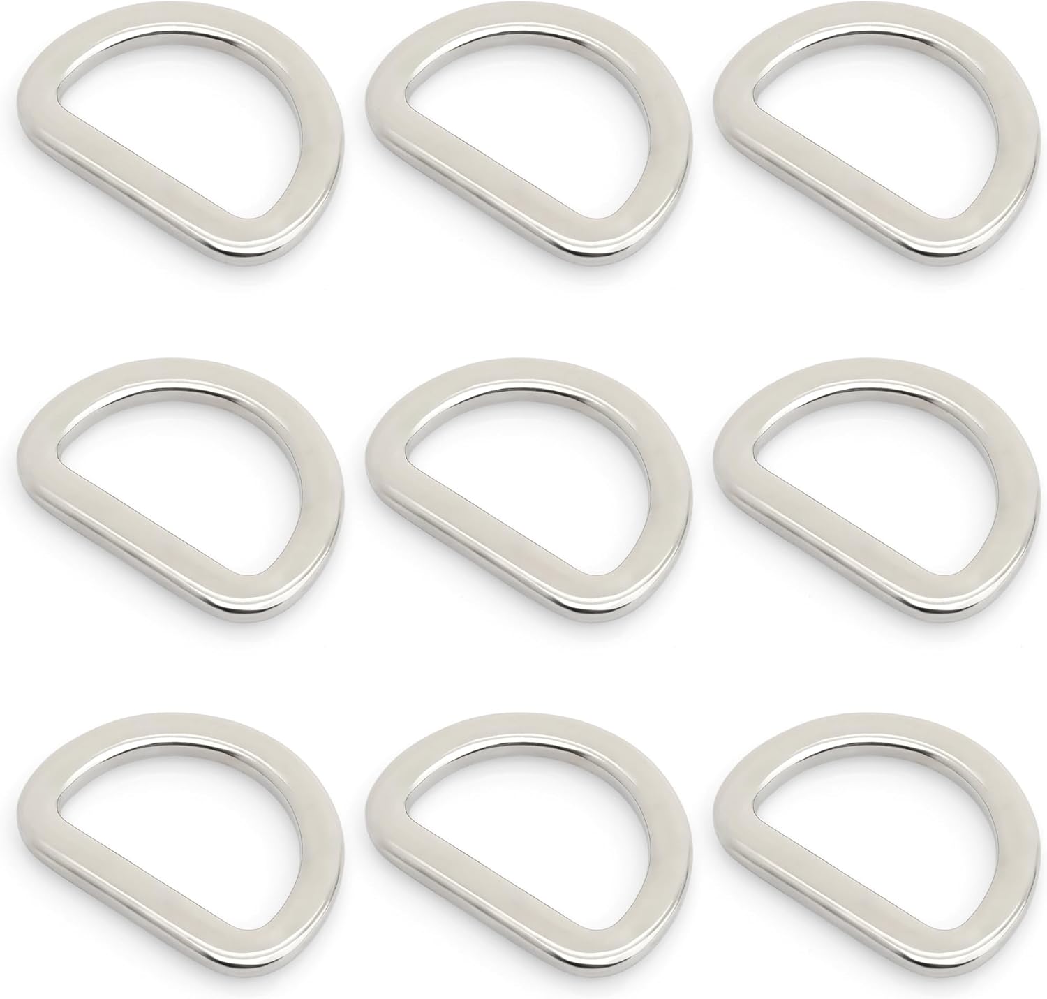 CRAFTMEMORE D Rings Purse Loop Flat Metal D-Ring Heavy Duty Findings for Craft Bag Belt 10 Pack PTDF