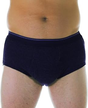 Wearever Incontinence Underwear for Men - Reusable & Washable Mens Bladder Control Briefs with Maximum Absorbency - Leak Proof Underwear 600 ml Single Pair Navy 3X Waist 46-48