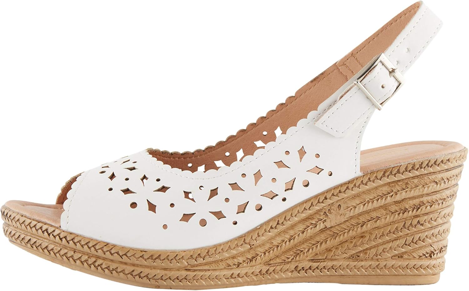 Alexis Leroy Wedge Heel Cut-Out Vamp Peep Toe Slingback Women's Sandals