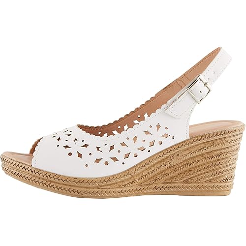 Alexis Leroy Wedge Heel Cut-Out Vamp Peep Toe Slingback Women's Sandals