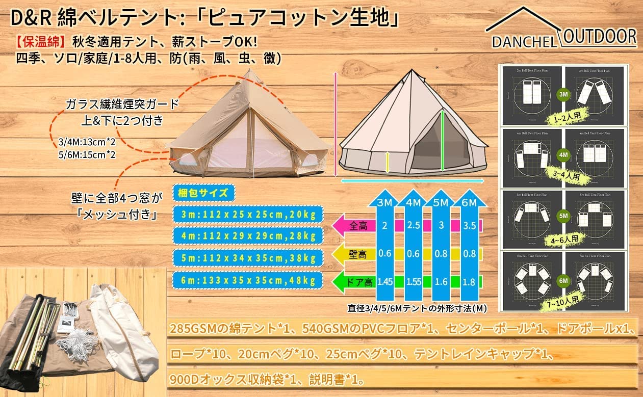 Amazon | D&R 3in1テントセット【2つ煙突穴コットンベルテント+レイン