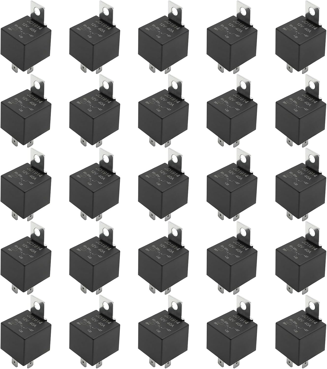 Anxingo 25Pcs 12-Volt Auto Relay Switch, 5 Pin Relay, 40/30 AMP Automotive Relay Kit for All Automotive and Devices Equipped with a 12V Power Source