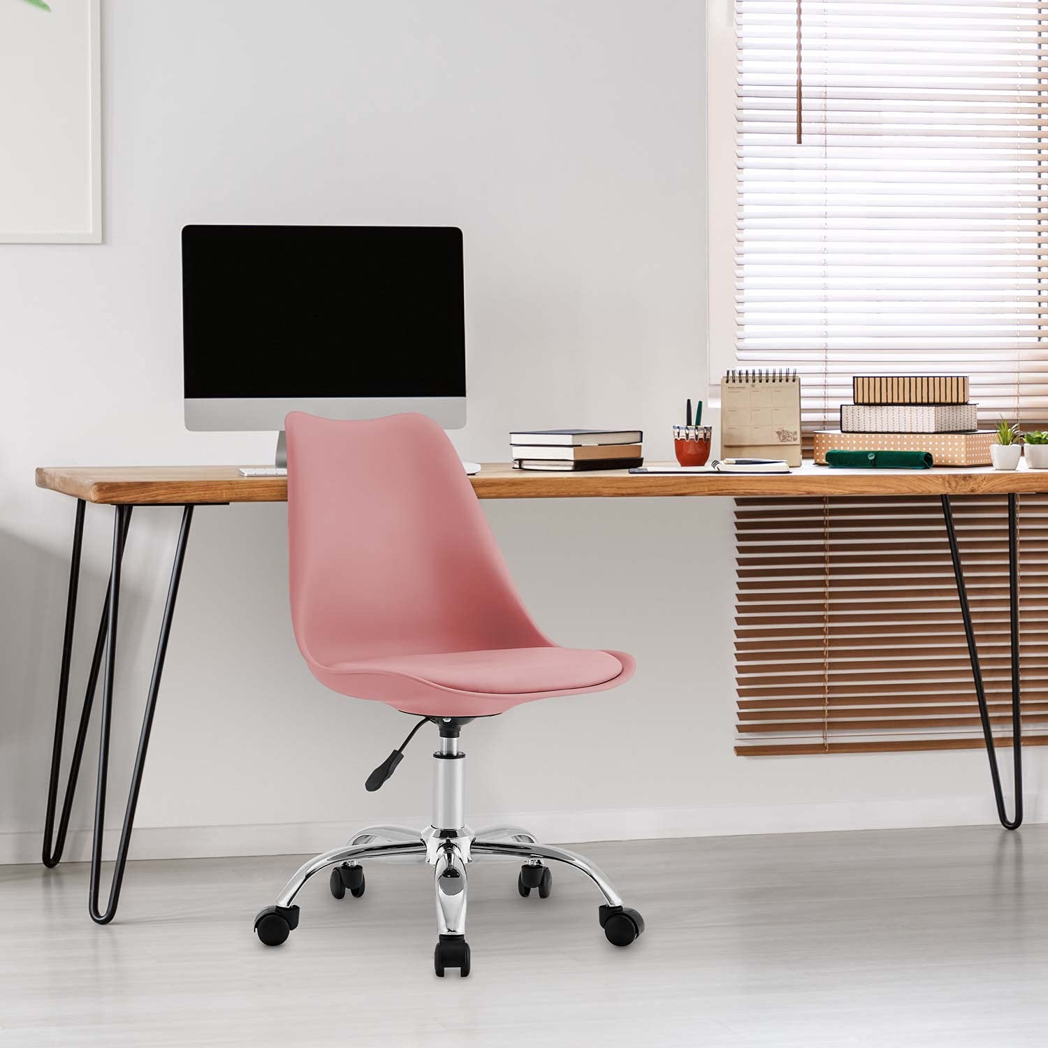 THINIA HOME Silla de Escritorio Ergonómica con Ruedas Eyre Silla Nórdica Acolchada Giratoria Moderna Altura Ajustable | Silla de Escritorio de Oficina Estudio Dormitorio 97x47x58cm