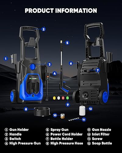 Miniatura 2 de Lavadora a presión eléctrica, lavadora de alta presión de 4000 PSI 2.8 GPM con cañón de espuma, manguera de 35 pies. Lavadora eléctrica de alta