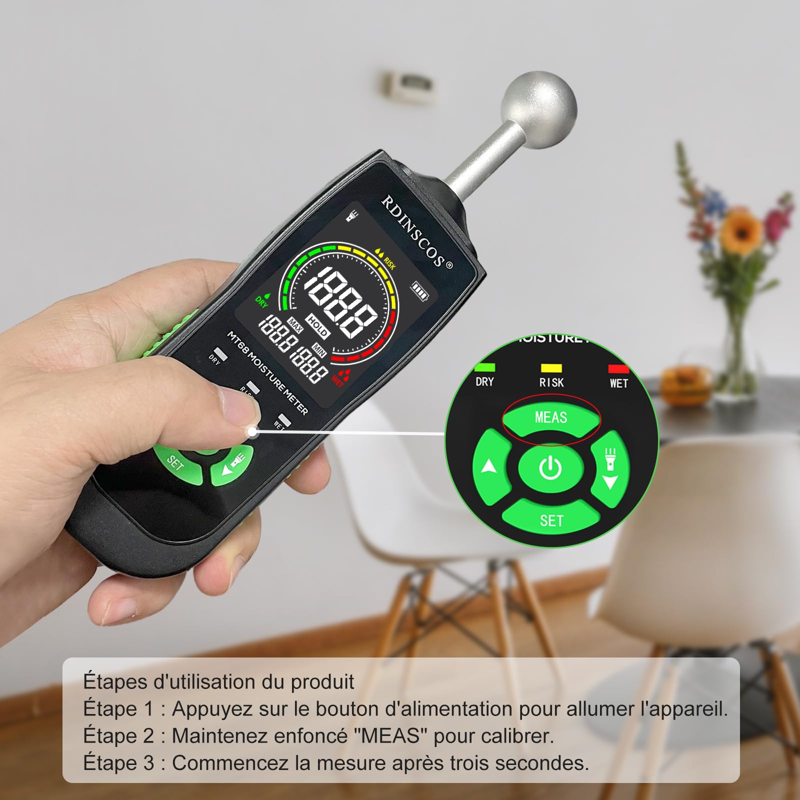 Humidimètre Professionnel Sans Aiguille Détecteurs Hygromètre Analyse Profondeur 20-40 mm