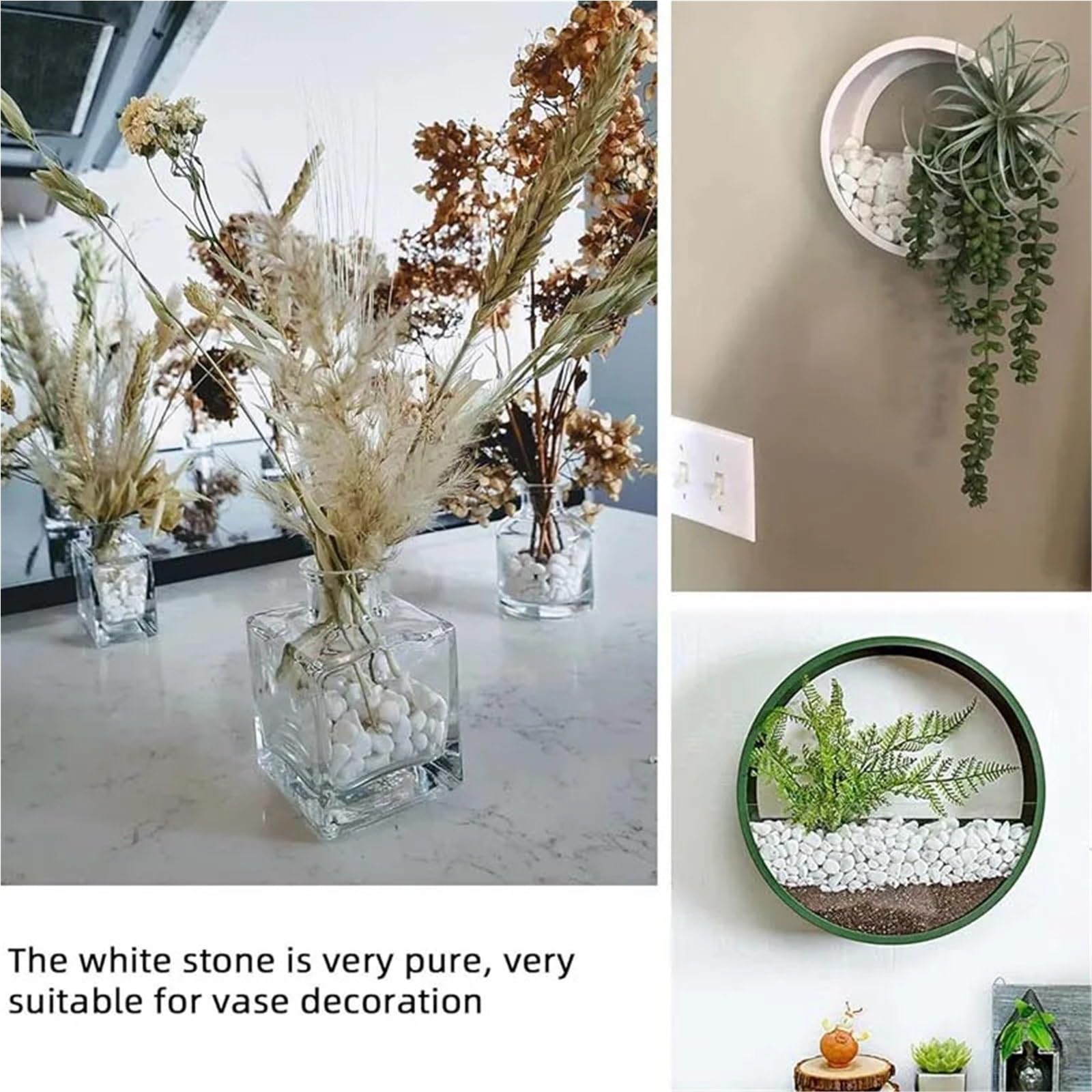 Pietre Decorative da Giardino Marmi di ciottoli 100/300G for Piante grasse Bonsai Acquario Vaso pianta Piccolo Giardino Domestico Decorazioni(White 300g)