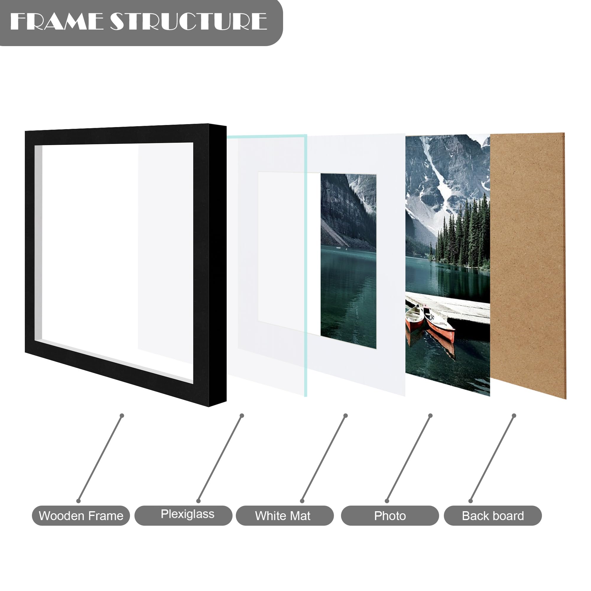 Amazon.co.jp: Hongkee 11x11 ホワイト写真フレーム 3個セット 黒と白