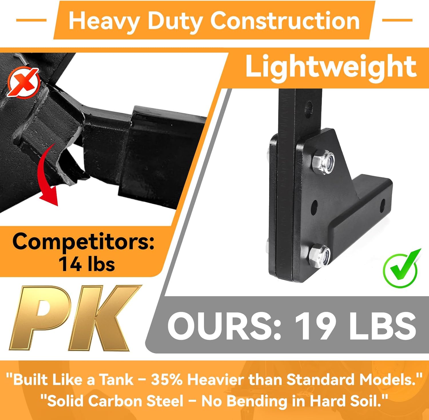 Hitch Mounted Ripper Trencher for ATV UTV Tractor, 3 Point Subsoiler Plow fits 2" Receiver, Reinforced Middle Buster with Replaceable Teeth for Garden Trenching and Digging