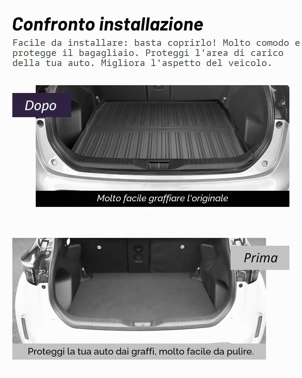 LUWU Compatibile con Toyota Yaris Cross/Hybrid 2021-2024 2025 Tappetini per Bagagliaio TPE Antiscivolo Proteggi Bagagliaio Auto Yaris Accessori