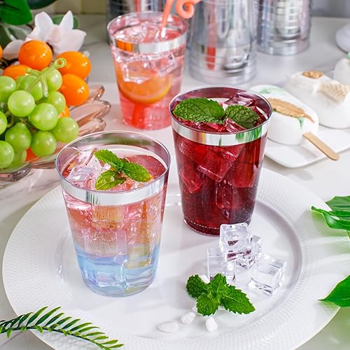 Miniatura 3 de supernal 200 vasos de plástico plateados de 10 onzas, copas de vino desechables, copas de cóctel de alta calidad, vasos de cóctel para fiestas,