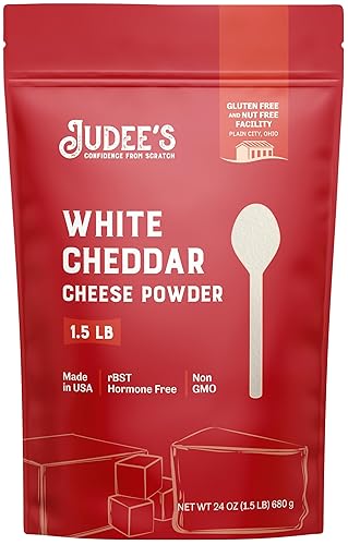 Judees - Polvo de queso cheddar blanco 15 libras 24 onzas 100 sin OMG rBST sin hormonas sin gluten y sin nueces hecho de queso cheddar real