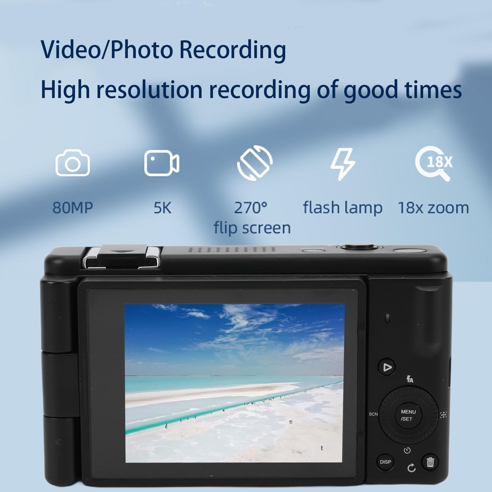 GOWENIC Camera Digitale, 80 MP, 5K, modalità di Ripresa Versatili, con Schermo Ultra HD da 2,8 Pollici, per Vlog, Brevi Video o Documentari Quotidiani (BLACK)