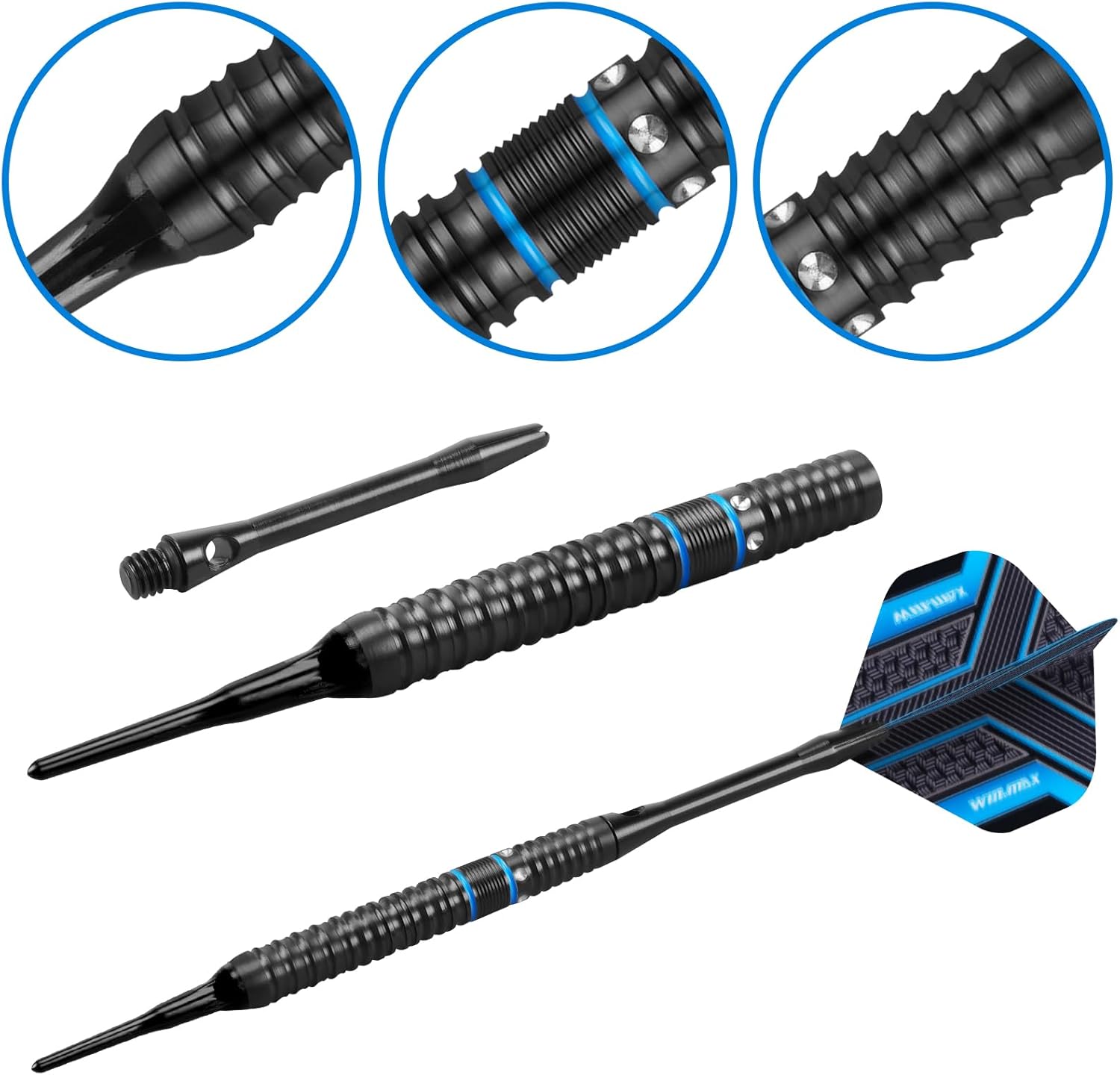 WIN.MAX Darts Soft Tip Set - 90% Tungsten Soft Tip Darts Set Professional 18 Grams Soft Darts Pro Dart Set with Extra 3 Flights