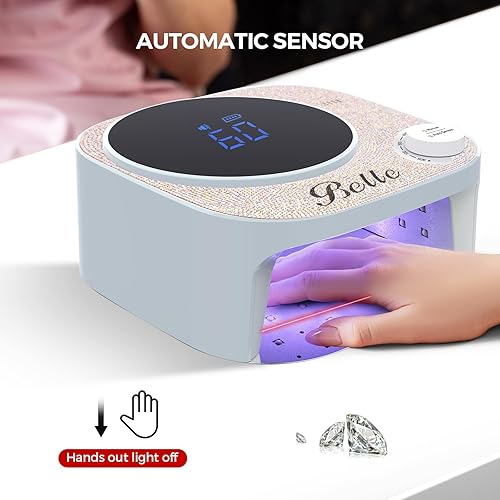 Miniatura 6 de Belle Lámpara de uñas LED UV, secadora de uñas recargable de 54 W, pantalla LCD grande con control de perilla infinita y sensor automático, 4