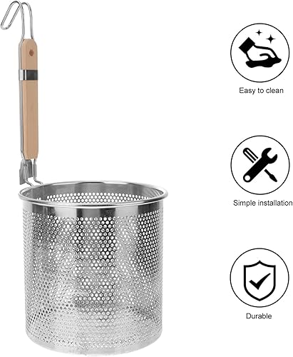 Miniatura 9 de Cabilock Cesta profunda Colador de pasta Mango largo Fácil Transferencia Hogar Hotel Cocina Utensilio Estilo Aleatorio