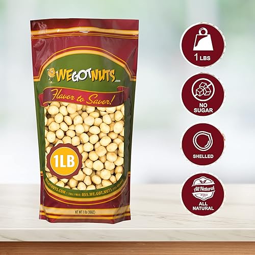 Miniatura 10 de Nueces de macadamia crudas de lujo, 4 libras, sin cáscara y sin sal, paquete de bocadillos de nueces de macadamia crudas kosher de alta calidad por