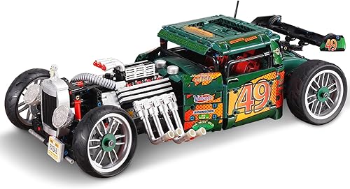 MISINI 10509 HOT Rod 1949 - Juego de bloques de construcción de automóvil vintage, 1:8 retro para construir, 2618 unidades/MOC juguete de ladrillos