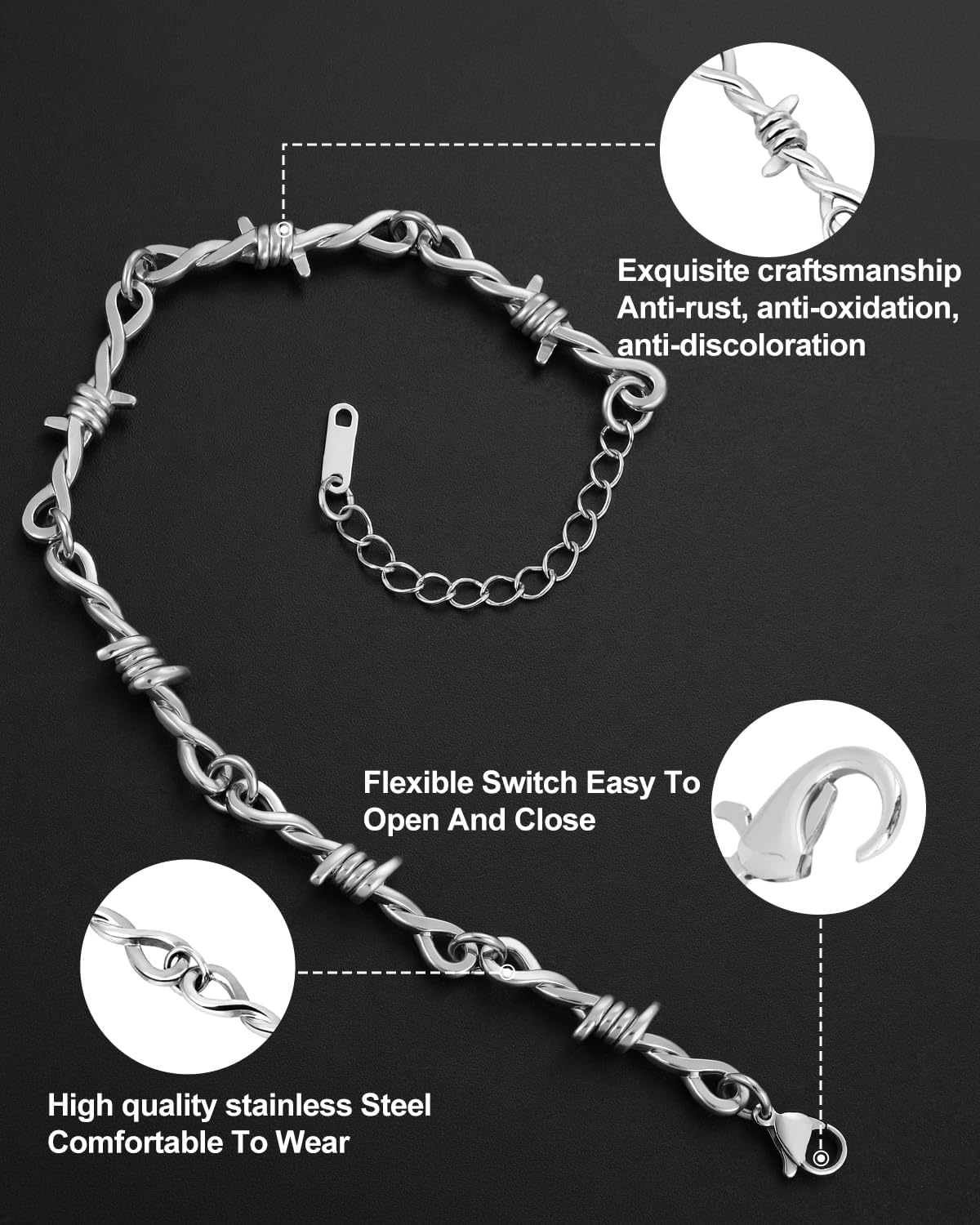 Stainless Steel Heavy Chain Bracelet Multiple Style Collection