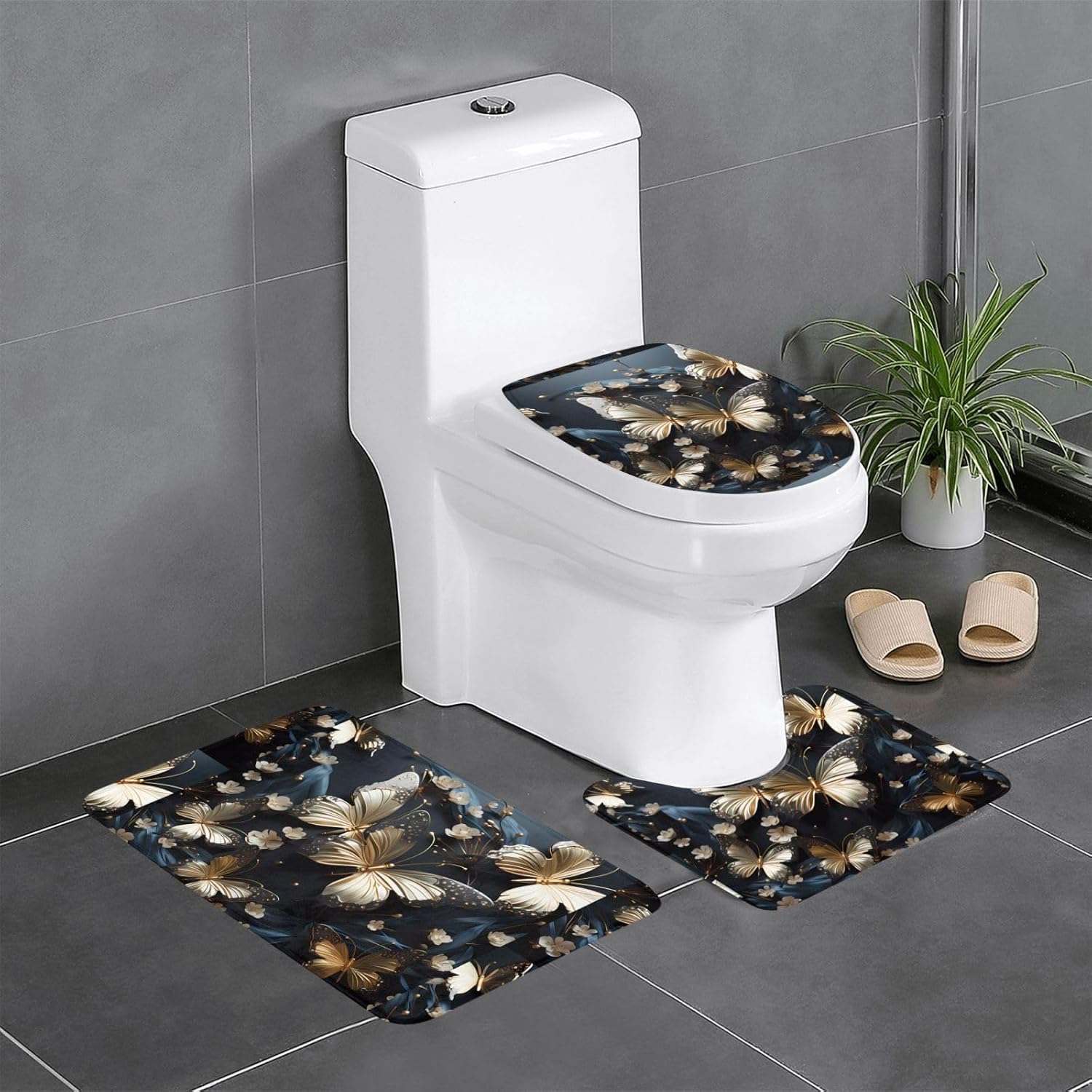 WHJWXC Bathroom Rug Sets of 3 Pieces, Soft and Durable Bath Mats for