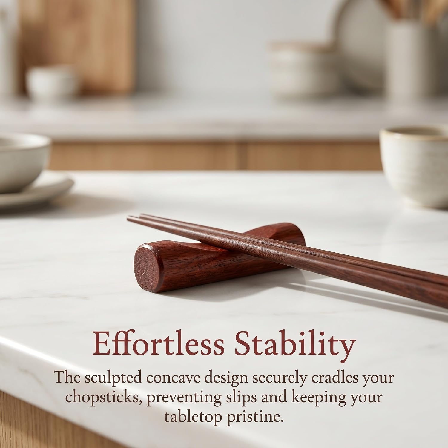 Cabilock 10pcs Wooden Chopstick Rest Set, Elegant Curved Wood Cutlery Holder for Chopsticks and Spoons, Smooth Surface Design Prevents Rolling, for Anniversaries and Festive Gatherings