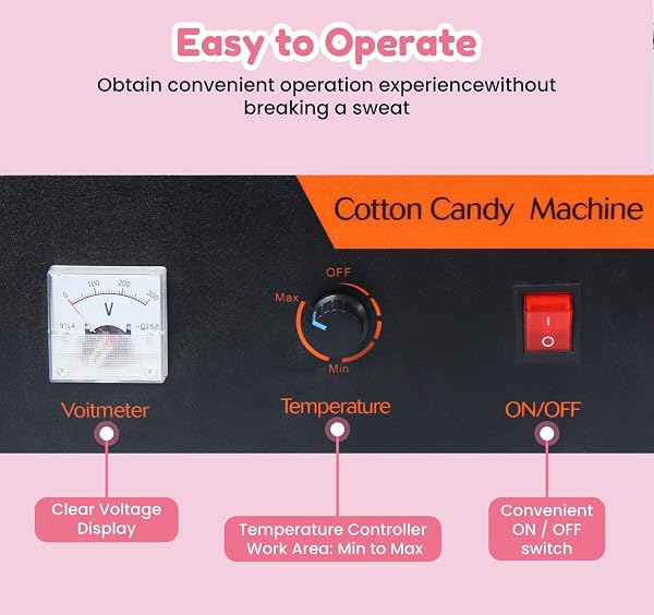 Machine à Barbe à Papa, Cotton Candy Machine, Électrique Candy Floss Maker 1000w, pour Faire Bonbons Fête Anniversaire, Événements, Foires - 3