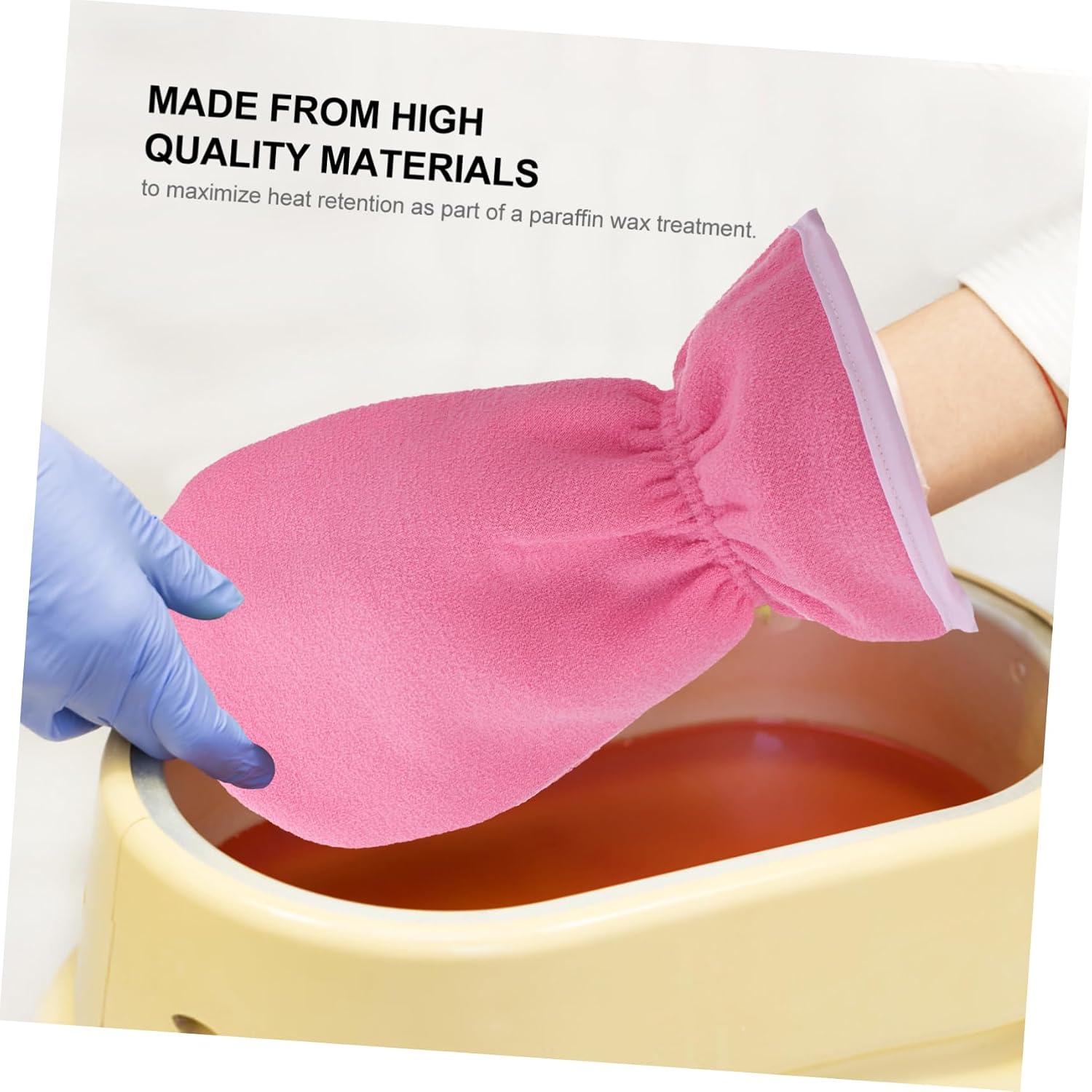 4pcs Essential Gloves Paraffin Wax Warmer Mittens Hand Gloves Heated Spa Mittens Foot Liners Paraffin Booties and Gloves Hot Wax Bath Gloves Work Pink Foot Wax Flannel