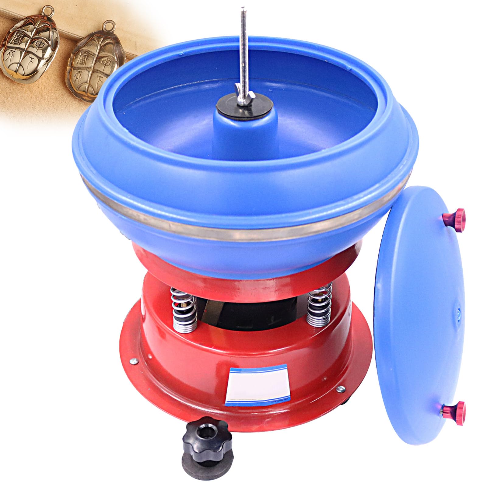 MiyKom Polishing Small Metal Parts Jewelry Electric Rock Tumbler Vibratory Bowl Tumbling Machine for Jewelry Polishing and Metal Cleaning Vibration Polishing Machine A
