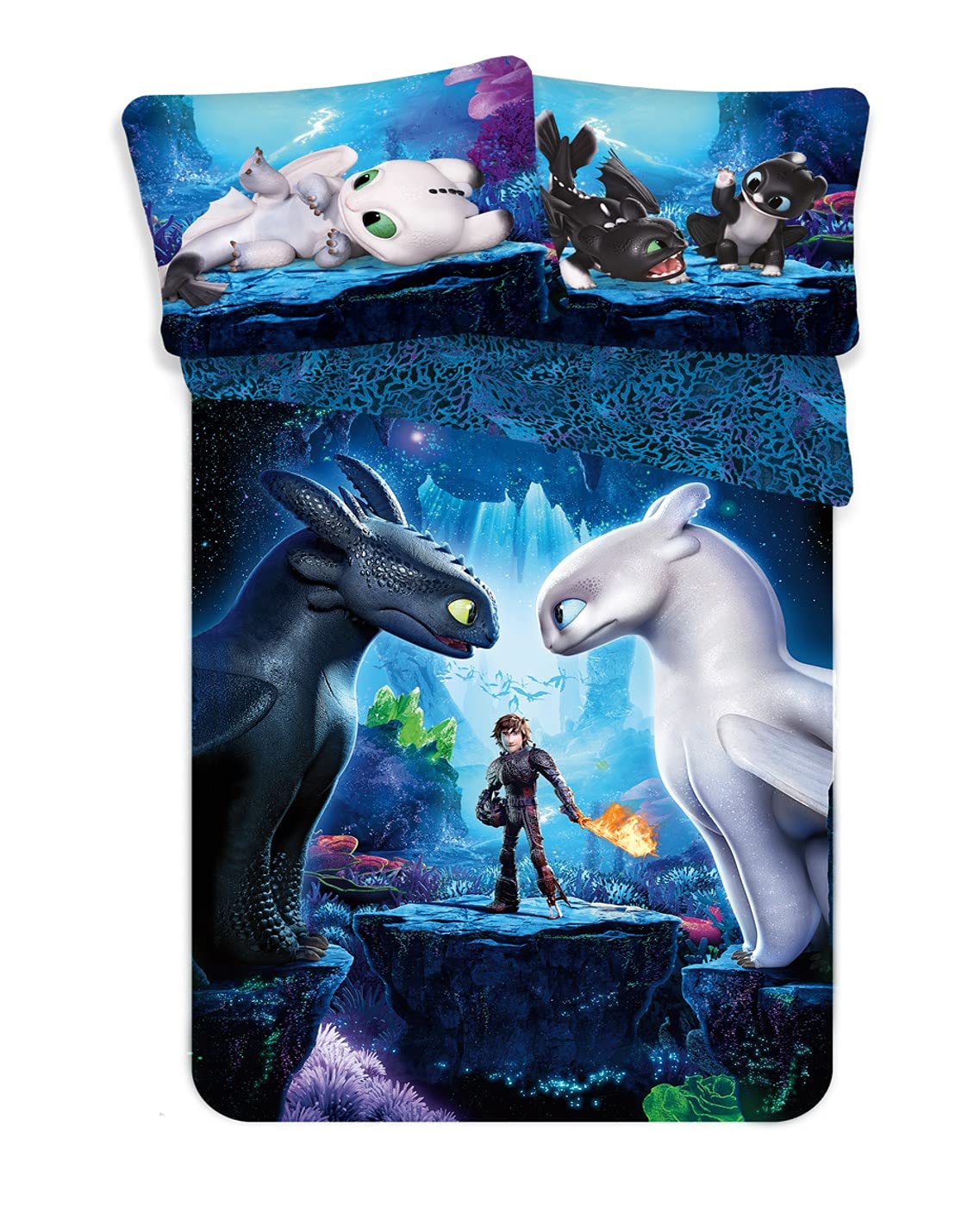 Parure de lit réversible How to Train Your Dragon - 2 pièces en coton pour enfants