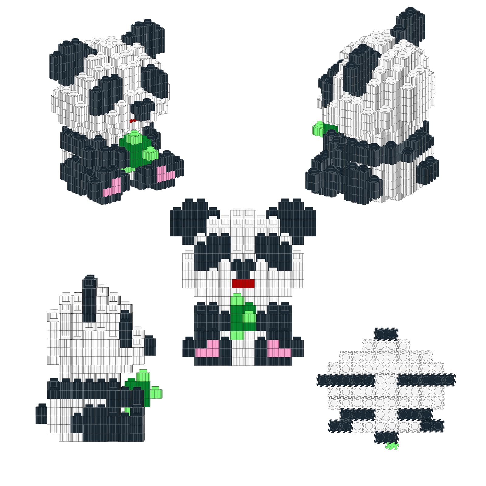 Larcele Micro Building Blocks Animal Set, DIY Mini 3D Building Toy Bricks,330 Dots KLJM-10 (Panda 5391) - Image 3