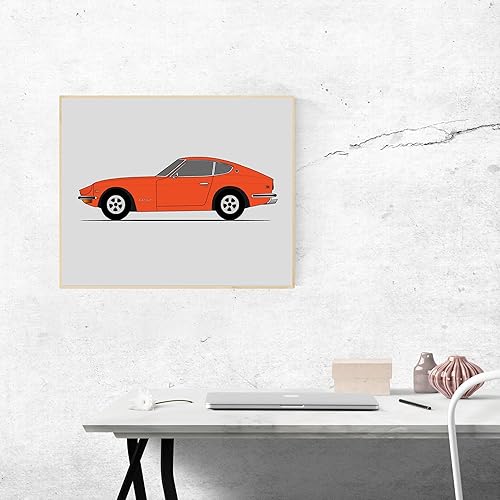 Miniatura 9 de Póster hecho a mano compatible con Datsun 240Z (1970-1973) (perfil lateral) impreso para pared, decoración de Z Car Nissan S30, 8 x 10 pulgadas,