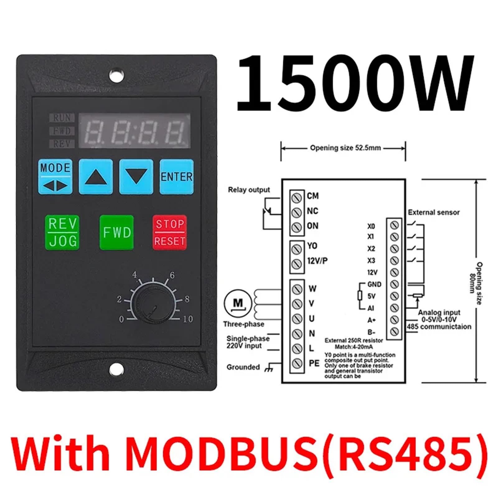 Convertitore da 1,5KW Inverter elettrico RS485 Driver motore 750 400W 220V Ingresso monofase Uscita trifase 1 pz(1500W)
