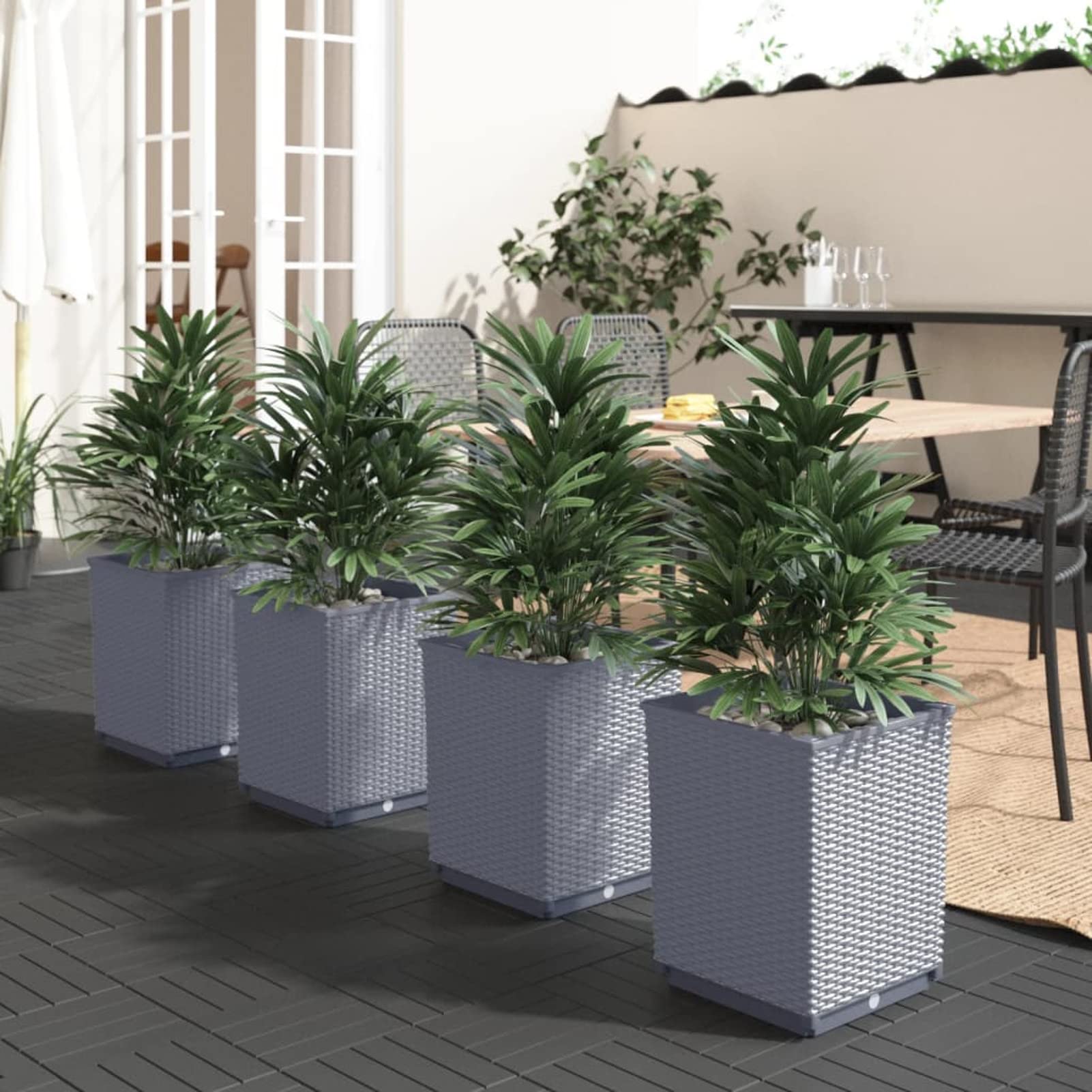 Pot de fleurs Homgoday gris foncé 30cm pour sublimer votre balcon et terrasse