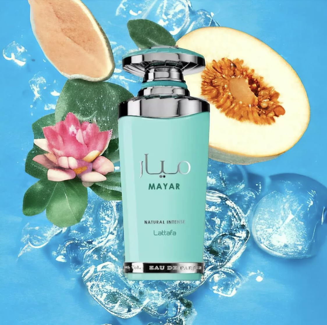 Perfume Mayar Natural Intense Eau de Parfum 100 ml, Perfume Árabe para Mujer de Larga Duración, Incluye Atomizador Recargable, Fragancia Acuática con Notas de Coco, Lirio y Vainilla (Natural Intense)